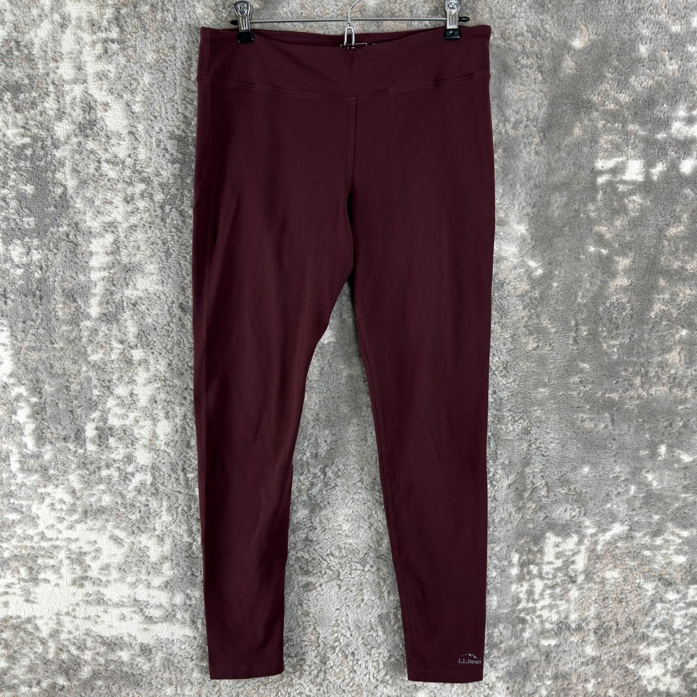 L.L.Bean Size M Activewear Fleece Lined Performance Leggings Burgundy Women